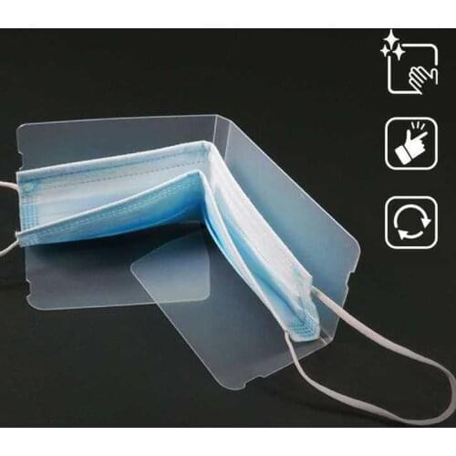4pcs Collapsible Mask Storage Case Holder Portable Mask Storage Clip Storage Box Transparent Container (Transparent)