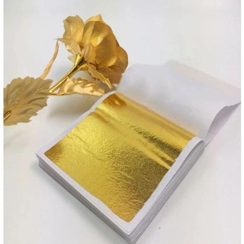 8.5cm 100 Sheets Pure Shiny Gold Leaf for Gilding Funiture Lines Wall DIY Art Craft Paper Birthday Party Wedding Home Decoration