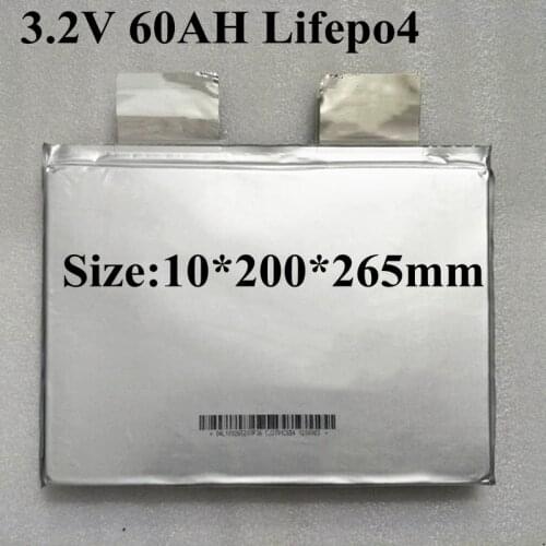 2pcs New Lifepo4 Soft Pack 3.2V 60AH Lifepo4 Battery for Electric Motorcycle Electric Tricycle Too Energy Storage Battery