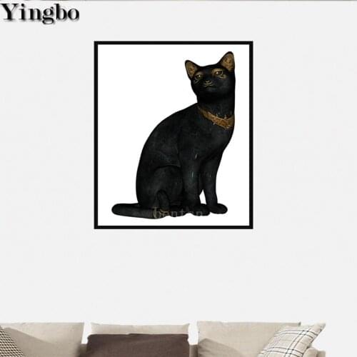 Ancient Egyptian black cat animal 5D DIY Diamond Painting cross stitch full round drill diamond embroidery mosaic decoration