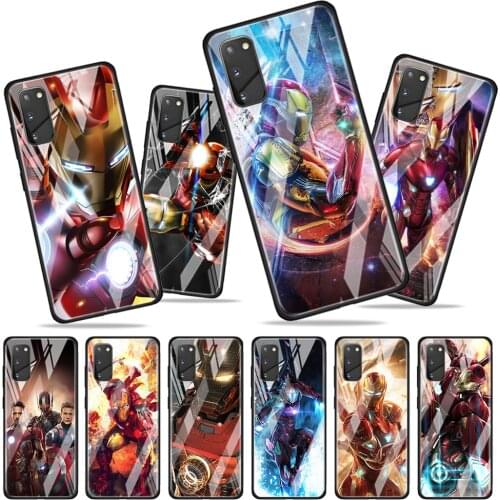 Iron Man Cool Marvel for Samsung Galaxy S20 FE Ultra Note 20 S10 Lite S9 S8 Plus Luxury Tempered Glass Phone Case Cover