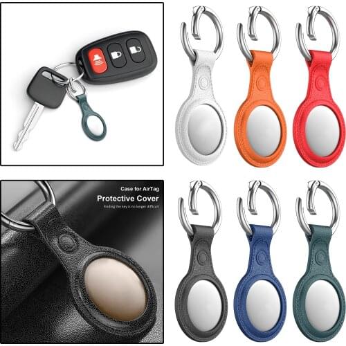 PU Leather Case Sleeve Cover for Apple AirTags 2021 Shock Absorbing Portable Protector Skins Anti-Scratch Scratch Resistant