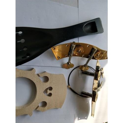 Ebony Double Bass Tail Piece & Maple Bridge Steel Gut and Bass Turning Pegs 3/4