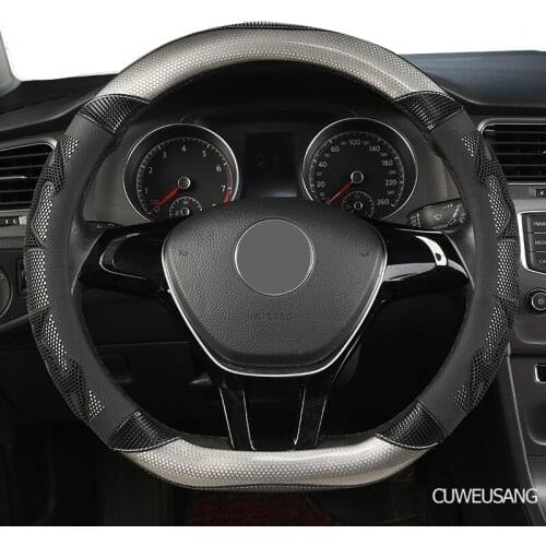 CUWEUSANG Carbon Fiber Leather Car Steering Wheel Cover For LADA Granta Kalina Vesta Niva Xray Priora