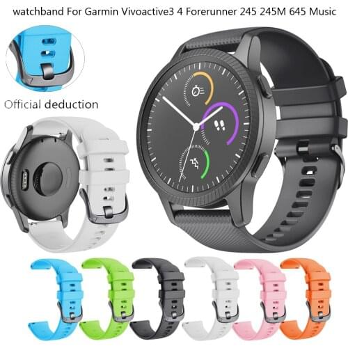 For Garmin 245 Strap Official Button Silicone Watchband Sports Strap For Forerunner 245M/645/Vivoactive4 3/Venu/Venu SQ Bracelet
