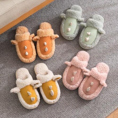 Autumn Winter Indoor Cartoon Plush Slippers Women Warm Couple Soft Fluffy Cotton Slides Male Casual Cute Home Bedroom Slippers
