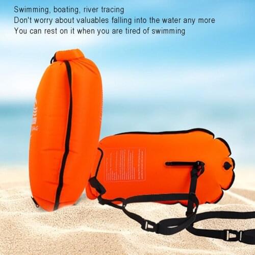 Dual Air Bag Storage Pouch Swimming Buoy Floating Bag Adjustable Waist Belt for Water Sports Safety Swimming Training Kayaking