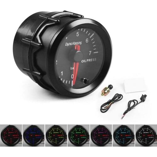 Dynoracing 2" 52mm 7 Colors changeful Backlight Oil Pressure Gauge BAR High Speed Stepper Motor With Sensor Car Meter TT101733