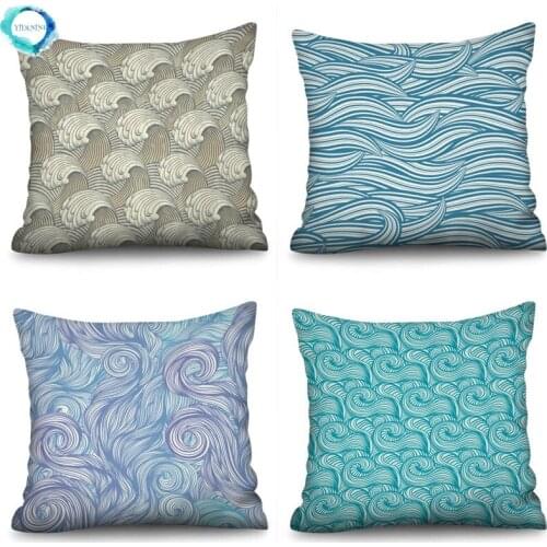 Geometric Wave Printed Polyester Throw Pillow Cover Decorative Cushions Cover Pillow Case for Home Decor Sofa Pillowcase 45X45CM