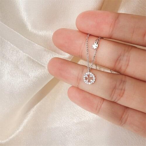 2020 Korean Fashion Cross Hollow Flower Shape Neck Chain Choker Pendant Necklace Women Lady Tibetan Silver Cubic Stones Plant