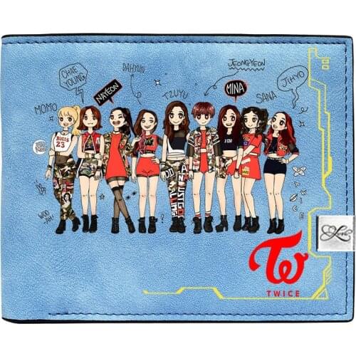 Kpop TWICE Blue Women Long Coin Purse Leahter Short Wallet Momo Sana Korean ID Card Holder Large Money Bag Phone Clutch Bag