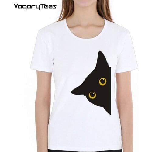 Hot sale summer naughty black cat T shirt women lovely cartoon tshirt Good quality original brand shirts casual tops