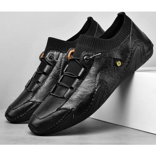 Valstone Casual Men Octopus Shoes Breathable Flats Driving Shoes for Summer Leather Men Luxury Sneakers Black White Classic