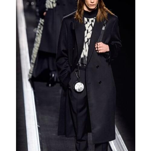 Mens woolen coat high-end customized long over-the-knee business thickened casual woolen coat