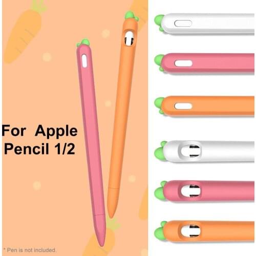 Contrast Color Soft Silicone Case for Apple Pencil 1/2 Stylus Pen Protective Cover Case Anti -slip Stylus Pencil Case with Caps