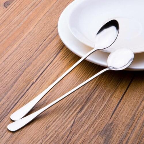 New Kitchen Bar Tool Stainless Steel Long Handle Spoon Coffee Latte Ice Cream Sundae Cocktail Scoop LX6790