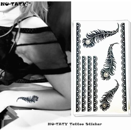 Nu-TATY Peacock feathers Temporary Tattoo Body Art Arm Flash Tattoo Stickers 17*10cm Waterproof Fake Henna Painless Sticker