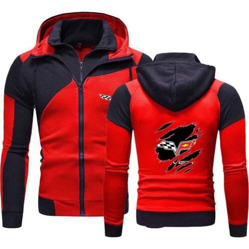 Autumn 2021 Mens Corvette Logo Jackets Zipper Sweatshirts Hoody Fleece Cotton Zip Up Hoodies High street Coats