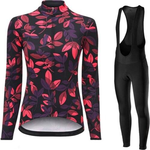 2020 Autumn Womens Long Sleeve Cycling Jersey Set Mtb Bike Clothing Suit Maillot Wear Skinsuit Bib Clothes Cycling Clothing