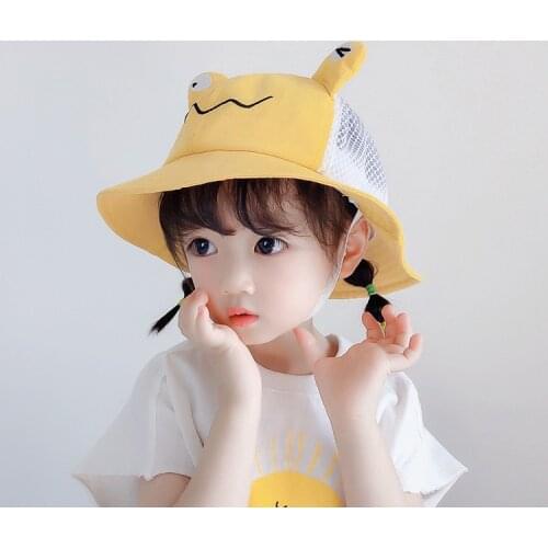 Baby summer accessories newborn boys and girls baby cartoon mesh bucket beach outdoor sun hat toddler pot hat gift