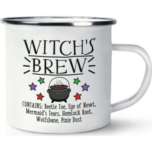 Stainless Steel Camping Coffee Mug Gift Witch Please Enamel Birthday Christmas Outdoors Metal Enamel Campfire Cup