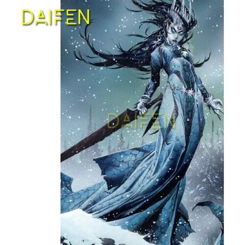 Full Round Diamond embroidery Cross stitch Full Square Diamond painting Witch Magician sword snow DIY 3D Diamond mosaic