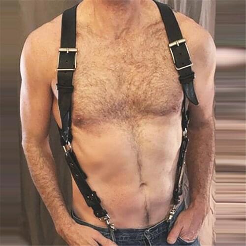 Q.FURDREAM Leather Harness Sexy Exotic Punk Body Bondage Pu Bondage Gay Punk Leather Harness Sexy Shoulder Strap Clubwear Belt