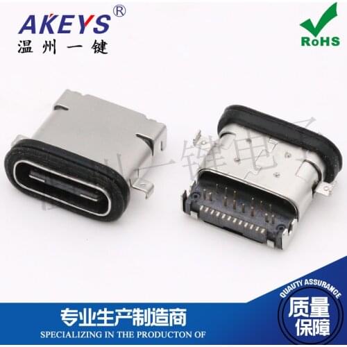 USB connector front plug and back sticker length 9.65mm Waterproof female seat type-c female 24P sink plate 1.4 waterproof type