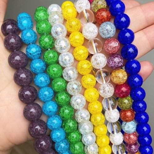 Multicolor Snow Cracked Crystal Beads For Jewelry Making Women Diy Accessories Loose Round Spacer Quartz Beads Wholesale 15