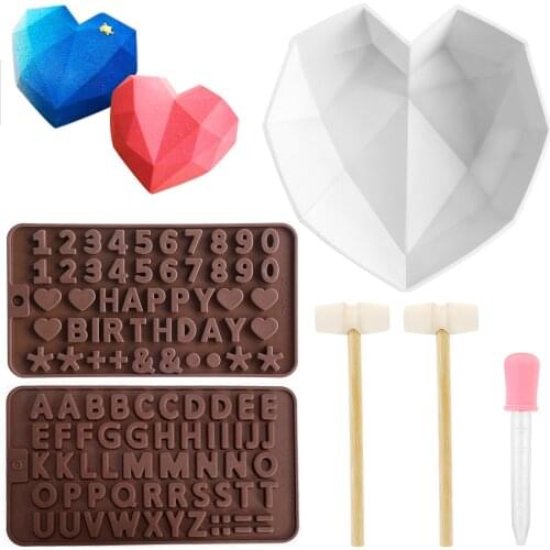 Silicone Cake Mold Letter Molds Heart Mould Baking Chocolate Large for Valentines Day Surprise Candy Mousse Kitchen Diy Tools