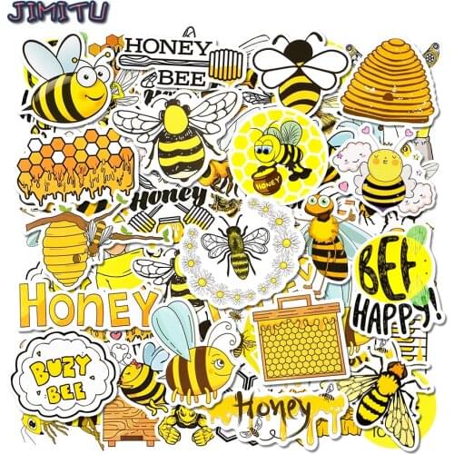 50 PCS Cute Bee Animal Stickers Toy Cartoon Insect Honey Sticker on Laptop Guitar Phone Water Bottle Car Bike Kids Gift Wrapping