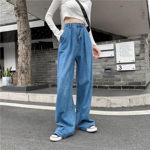 Vintage Woman Jeans Winter Fashion 2021 Wide Leg Pants Loose Casual Sweatshirt High Waist Baggy Jeans Women