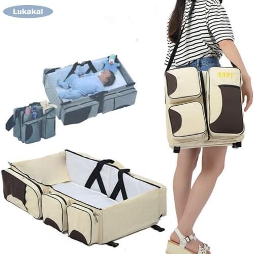 Large Capacity Baby Mummy Bag Outdoor Travel Portable Fodling Baby Bed Bag Mochila Nursing Bag Baby Care for Baby Nappy Bag