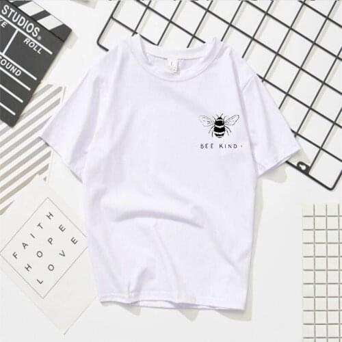 2019 womens T-shirt short-sleeved European version of the set of loose bee printing temperament student T-shirt