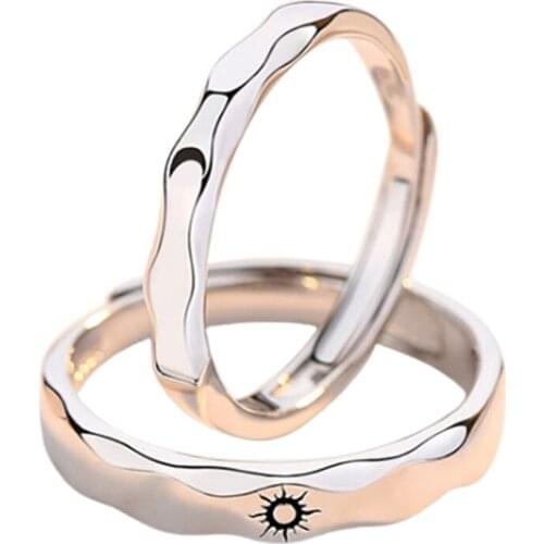 1 Pair Sun Moon Lover Couple Rings Set Promise Wedding Bands Men Women Jewellery