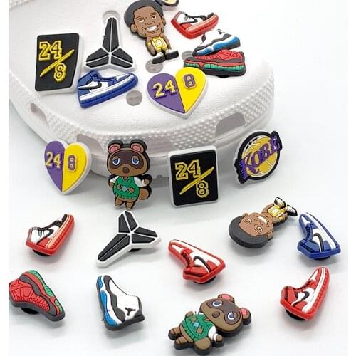 1pc Sports Basketball Allstar Shoe Charms Buckles PVC For Croc JIBZ Sandals Garden Shoe Clogs Accessories Decoration Xmas Gift