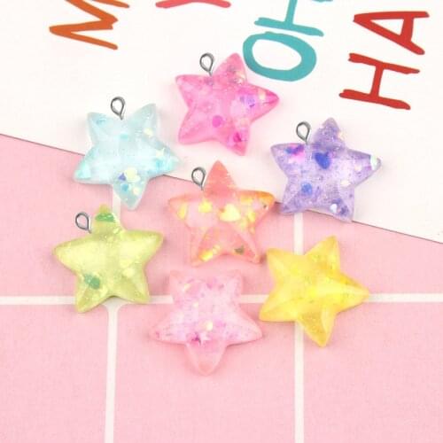 10pcs 20mm DIY resin star star-shaped charms kawaii cabochon ornament craft pendants decoration fashion jewelry making material