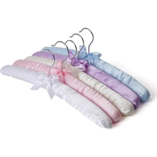 10pcs Satin Padded Hanger Wood Sponge Coat Cloth Hangers for Clothes Metal Hook Wardrobe Organizer Adult
