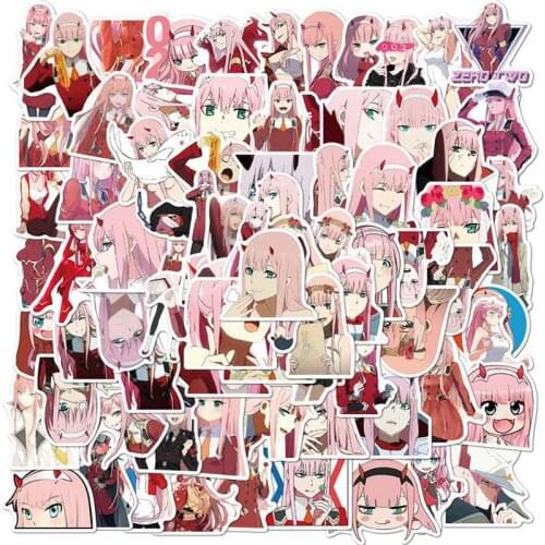 100Pcs DARLING In The FRANXX Anime Stickers ZERO TWO Scrapbooking Sticker For Laptop Skateboard Fridge Suitcase DIY Toy Stickers