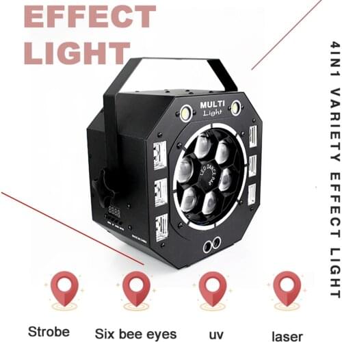 120W LED Disco Light Beam Strobe Laser UV 4IN1 Stage Lights DJ Disco Sound Activated Laser Projector Effect Light For Christmas