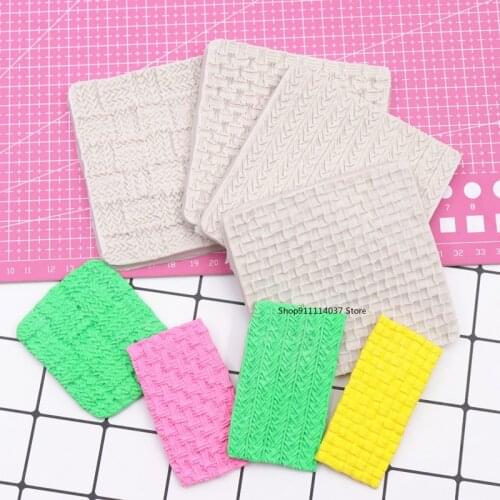 2PCS Square Ceramic Emboss Stamp Tools DIY Sweater Fabric Knitting Texture Pottery Sculpture Printing Model Polymer Clay Tools