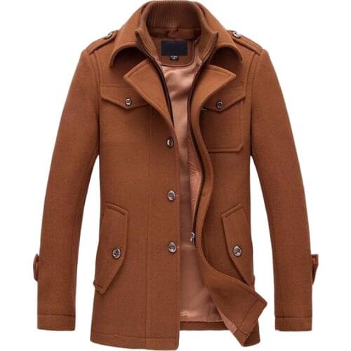 2021 Mens Overcoat Winter Wool Coat Slim Fit Jackets Fashion Outerwear Warm Man Casual Jacket Overcoat Pea Coat Plus Size M-4XL