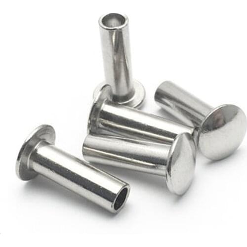 30pcs M4 304 stainless steel flat round head semi-tubular rivet Hollow nail GB873 4mm-11mm Length