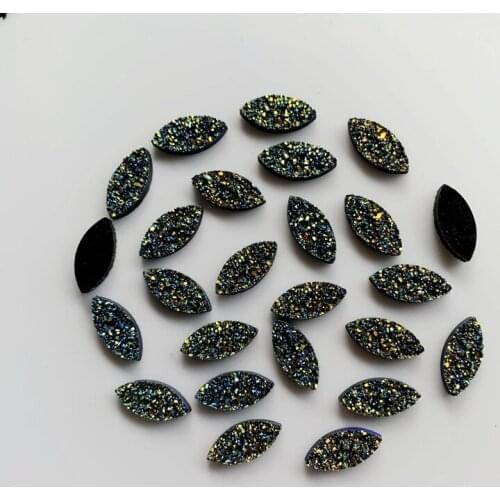 50pcs AB Resin 7*15mm Cabochon Ore Horse eye Flatback Rhinestone Wedding DIY decorate HW012