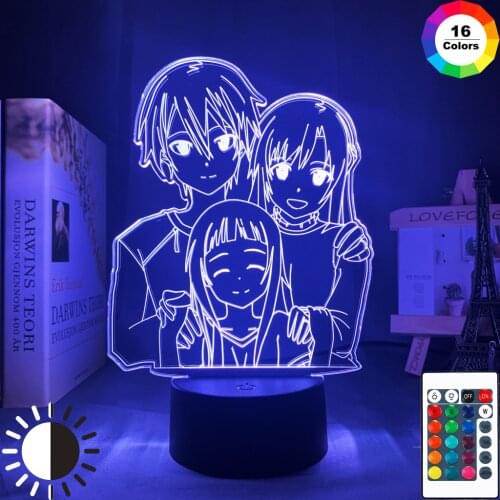 Anime LED Light Sword Art Online Night Lamps Night Light SAO Kirigaya Kazuto Table Lamp Yuuki Asuna Gift for Bedroom Decor