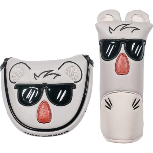 Cute Koala Golf Putter Cover Magnetic Closure For Mallet Blade Putter Synthetic Leather Golf Headcover