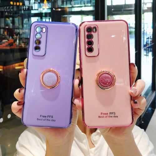 Plating Jelly Color Ring Stand Phone Case For Samsung galaxy S10 Plus S20 FE S9 S21 Ultra Note 20 10 9 A10 A30S A50 A70 A51 A71