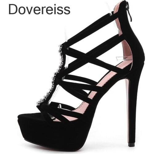 Dovereiss Fashion Female Summer Stilettos Heels Platform Sexy Narrow Band New Consice Back Zipper Sandals Plus Size 42 43