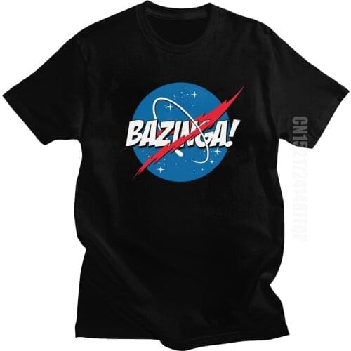 Vintage The Big Bang Theory Bazinga T Shirt Men 100% Cotton Streetwear Graphic Tee Sheldon Cooper TV Show T-shirt New Arrivals