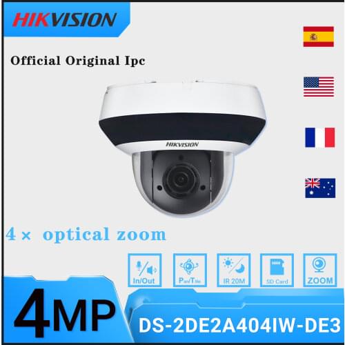 Hikvision DS-2DE2A404IW-DE3 4MP 4X Zoom IP Camera POE Network IPC Pan Tilt H.265+ IP66 IK10 SD Card Slot Audio I/O Dome CCTV PTZ